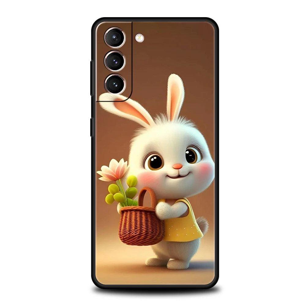 A Cute Rabbit With A Purple Hat Case for Samsung Galaxy S24 S23 S22 S20 S21 FE Ultra S24 S23 S10 S10E S9 S8 Plus 5G Phone Cover