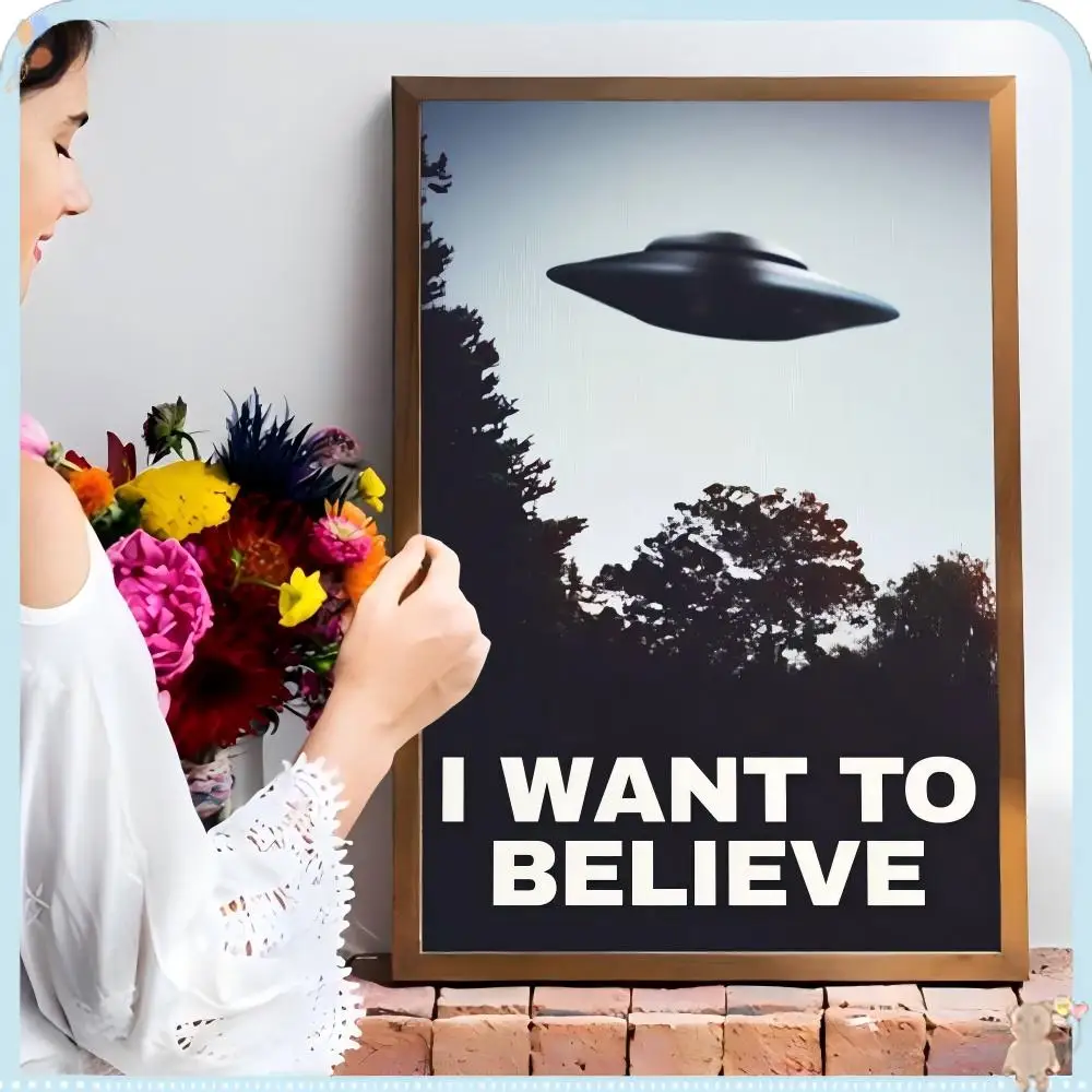 Poster Fancy Wall Sticker for Living Room Bar Decoration Decor Art Wall Stickers I WANT TO BELIEVE