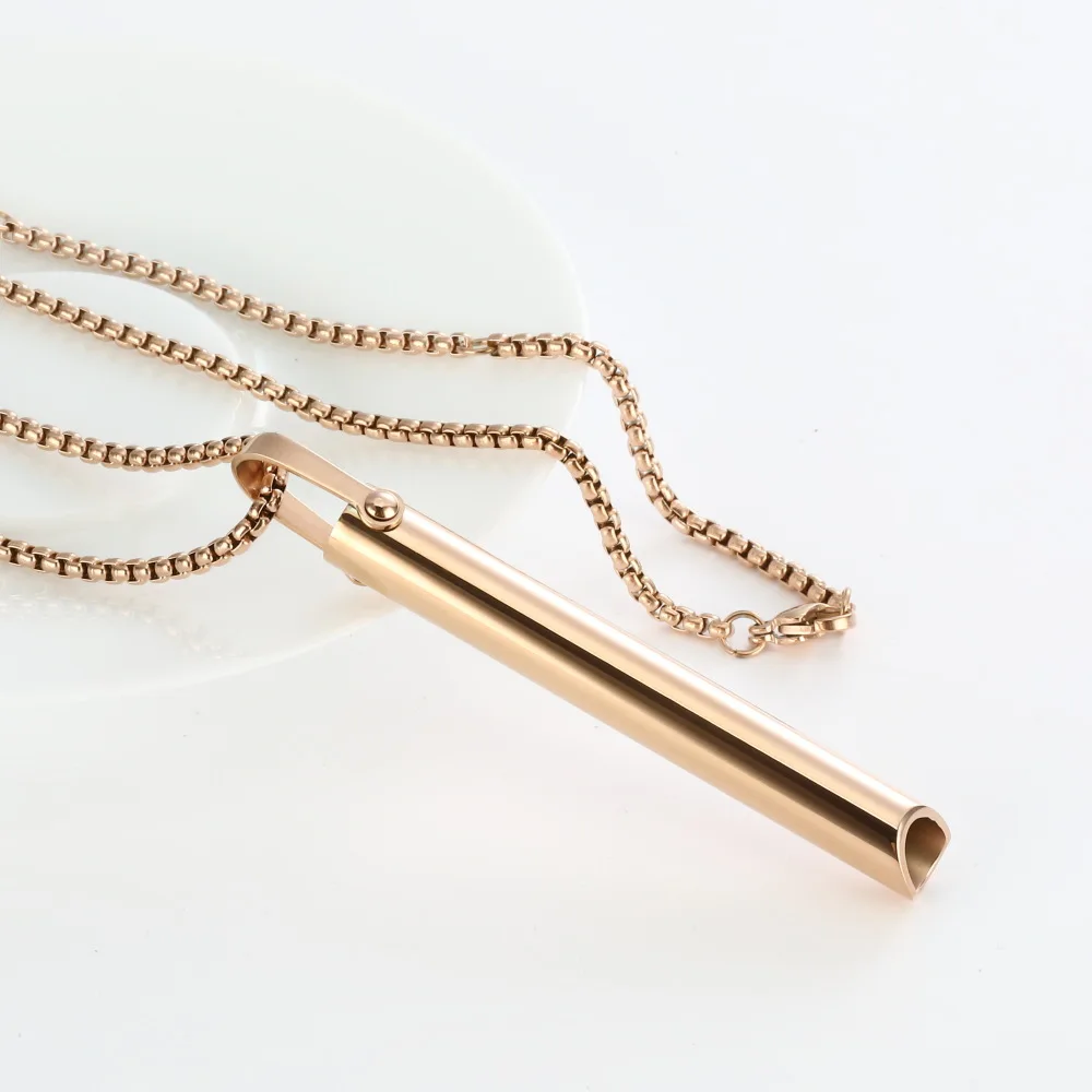 Collier pendentif de méditation pleine conscience en acier inoxydable, sifflet de respiration régulée pour soulager la pression et l'anxiété, yoga et sport
