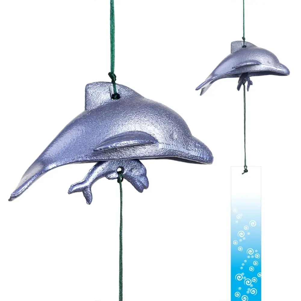 Durable Cast Iron Metal Whale Wind Chimes Vintage Garden Decoration Dolphin Wind Bell Hanging Bell Chinese Hanging Bell Balcony