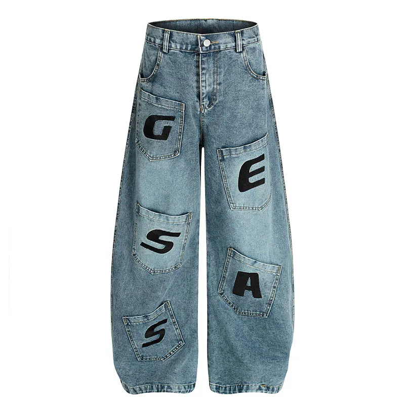 

Hi Street Irregular Patchwork Pants Multi Pockets Streetwear Casual Trousers For Male Hip Hop