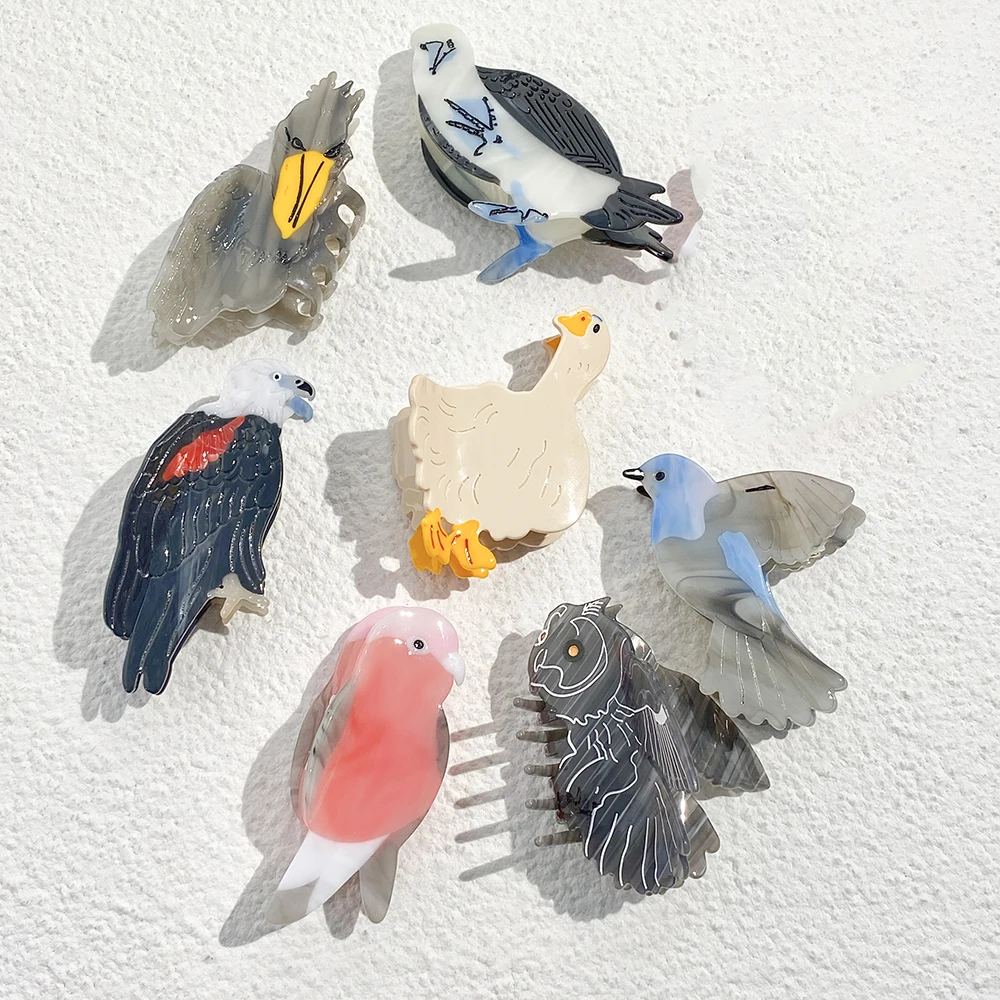 

Funny Acetate Oversize Cartoon Parrot Owl Goose Headwear Personality Animal Thick Hair Claw Clip Accessories Tool Classic