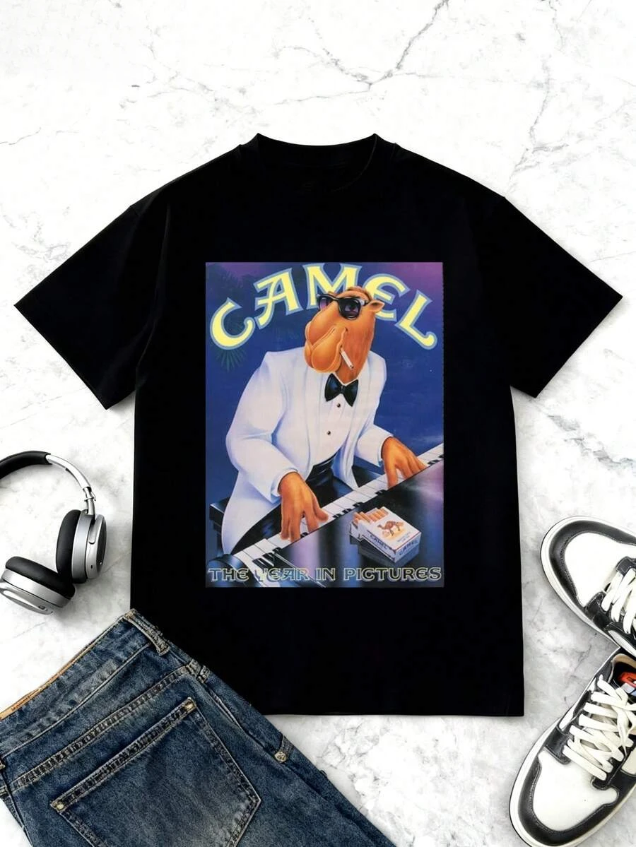 Pop Vintage Camel Joe Shirt Graphic T-Shirt Camel Cigarettes Soft Breathable Loose Relaxed Unisex Style Both of Men and Women