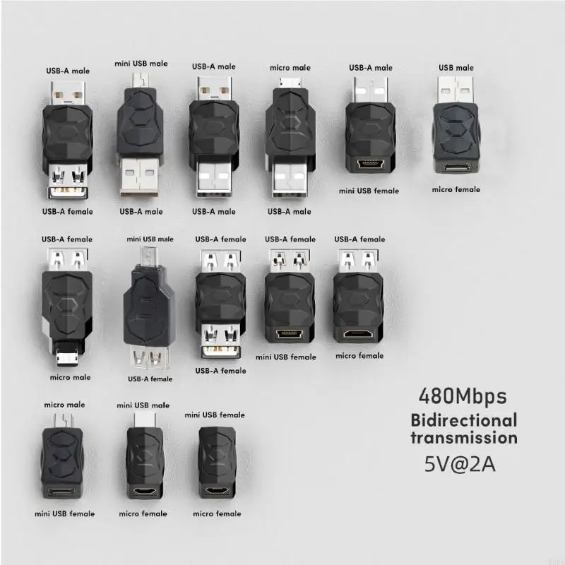 Adaptador USB2.0 Micro/Mini Masculino Feminino Conversor Conector Adaptador Trocador USB