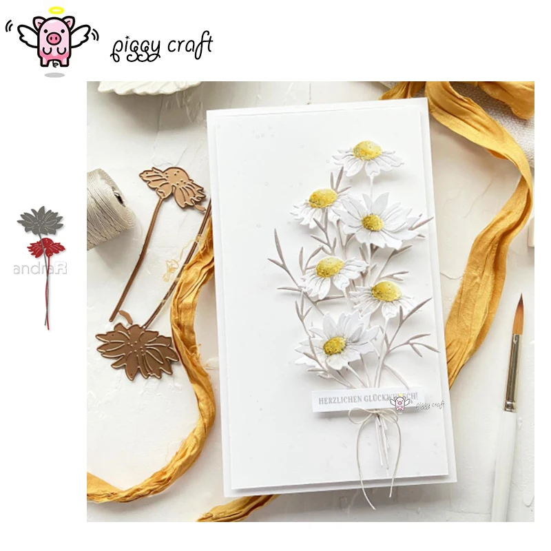 Piggy Craft metal cutting dies cut die mold Daisy flower decoration Scrapbook paper craft knife mould blade punch stencils