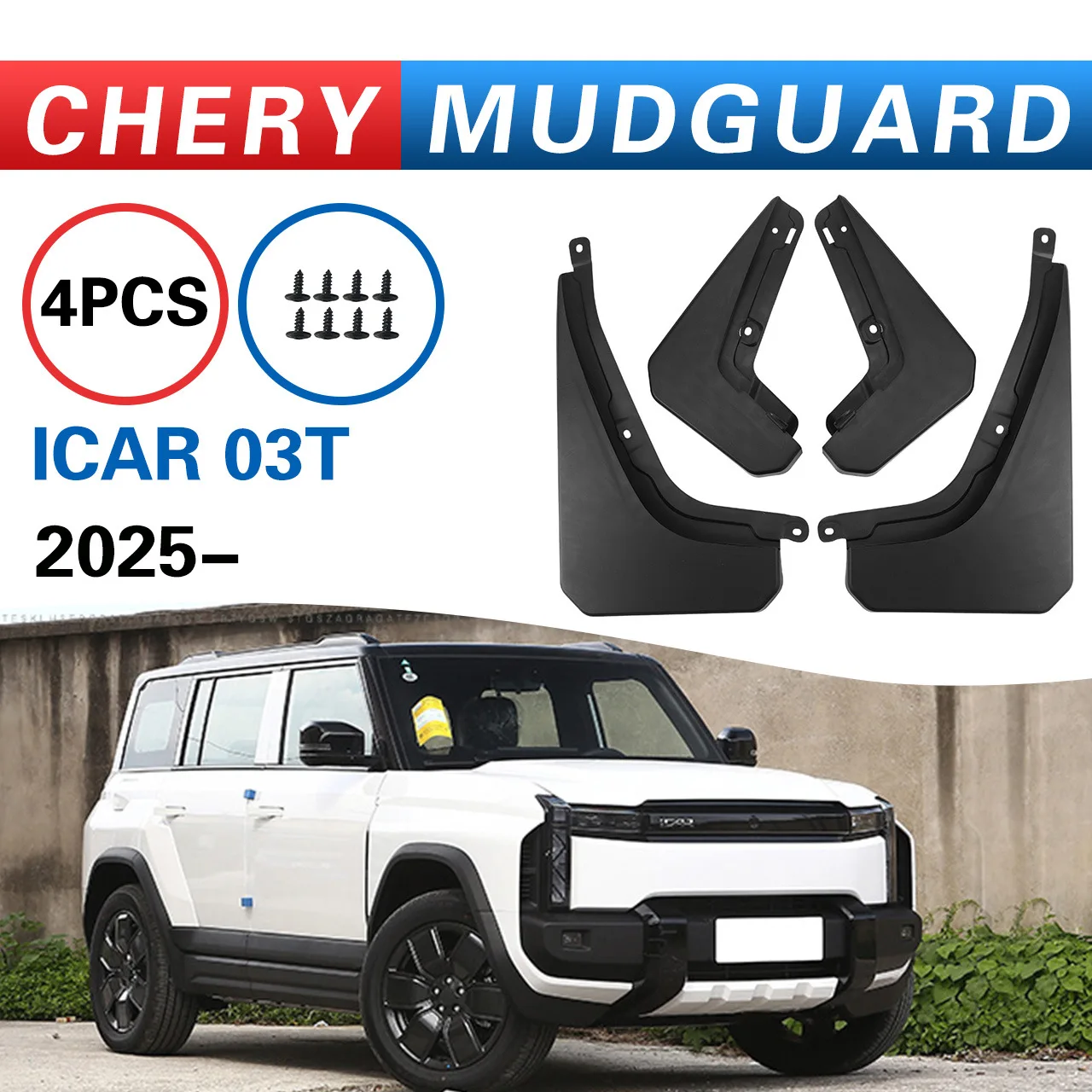 For Chery iCAR 03T 2025 & Fulwin X3 PLUS Mud Flaps Mud Guards Splash Guards Wheel Splash Shield Auto Exterior Accessories