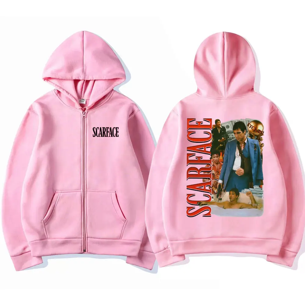 Scarface-Sudadera con capucha de Tony Montana para hombre, chaqueta con cremallera, Estilo Vintage, Hip Hop, gótico, Rock, de gran tamaño