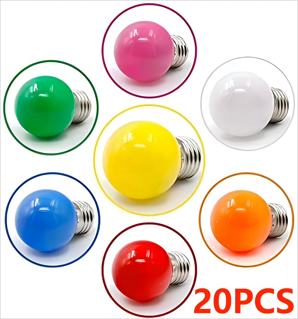 Bombilla LED de colores para decoración navideña, lámpara de ahorro de energía, 10 piezas, 20 piezas, 30 piezas, E27, B22, 8 colores disponibles, AC220V