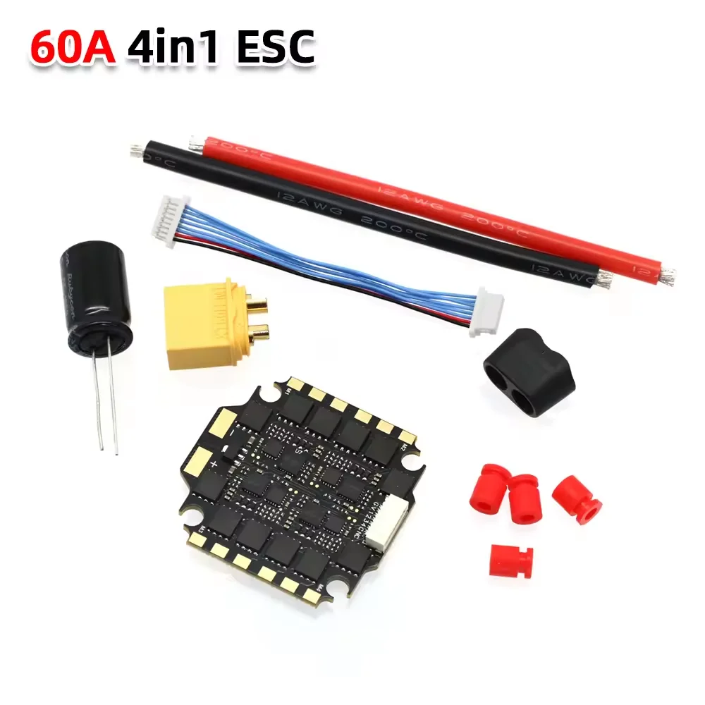 AneegFpv 45A / 65A 4in1 ESC BLHeli_s 2-6S Lipo لنموذج طائرة سباق بدون طيار 5 بوصة 7 بوصة 10 بوصة حرة FPV