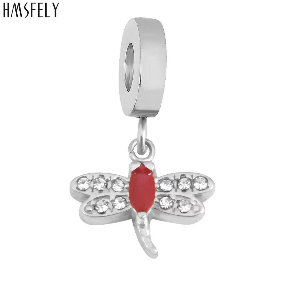 

HMSFELY Red Dragonfly Pendant For DIY Bracelet Necklace Jewelry Making Charm Beads Bracelets Parts