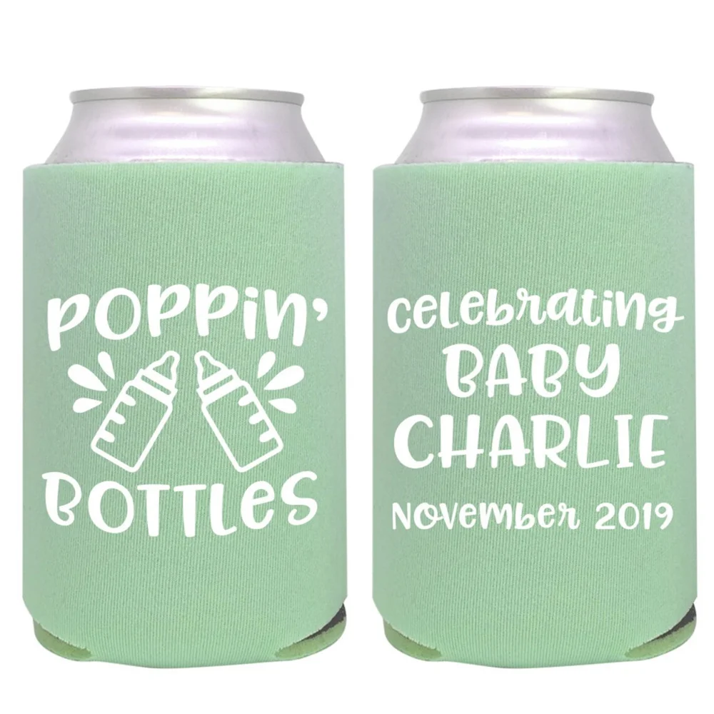 personalized can cooler / baby shower favor / shower can cooler / custom can cooler / custom favors / sprinkle / popping bottles