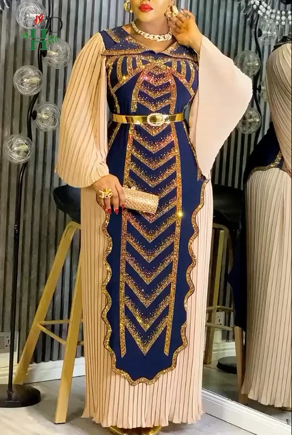 

H&D African Dresses Turkey Dress for woman luxury elegant 2026 Colored diamond Wedding Party Gown Plus Size Robe Africa Clothes