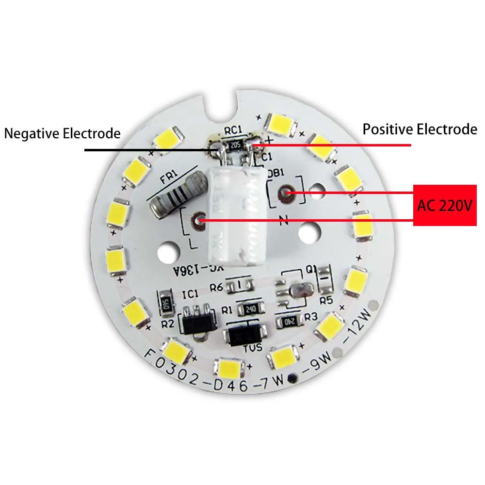 5-Pack 3W5W7W9W12W18W24W Panel światła LED ciepły biały AC 220V żarówka Panel źródła światła typu Downlight DIY zmodyfikowane akcesoria do panelu