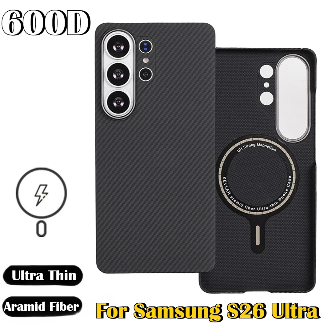 

600d 1500d For Magsafe Genuine Carbon Fiber Aramid Fiber Kevlar Cases For Samsung Galaxy S26 Ultra Plus Thin Hard Magnetic Cover