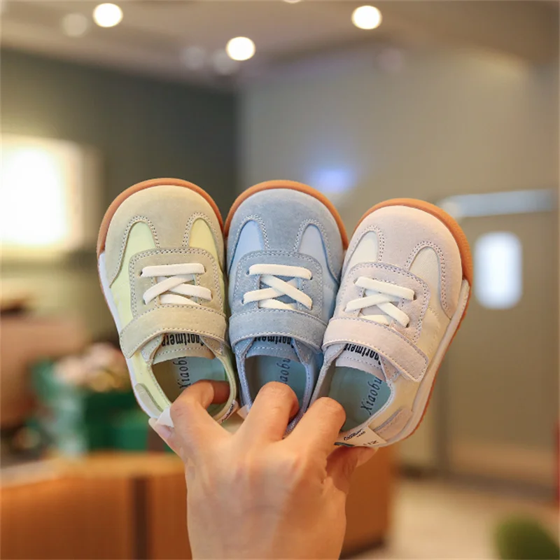 2024 New Spring  Baby Shoes Leather Toddler Boys Casual Shoes Soft Sole Outdoor Tennis Fashion Little Kids Girls Sneakers