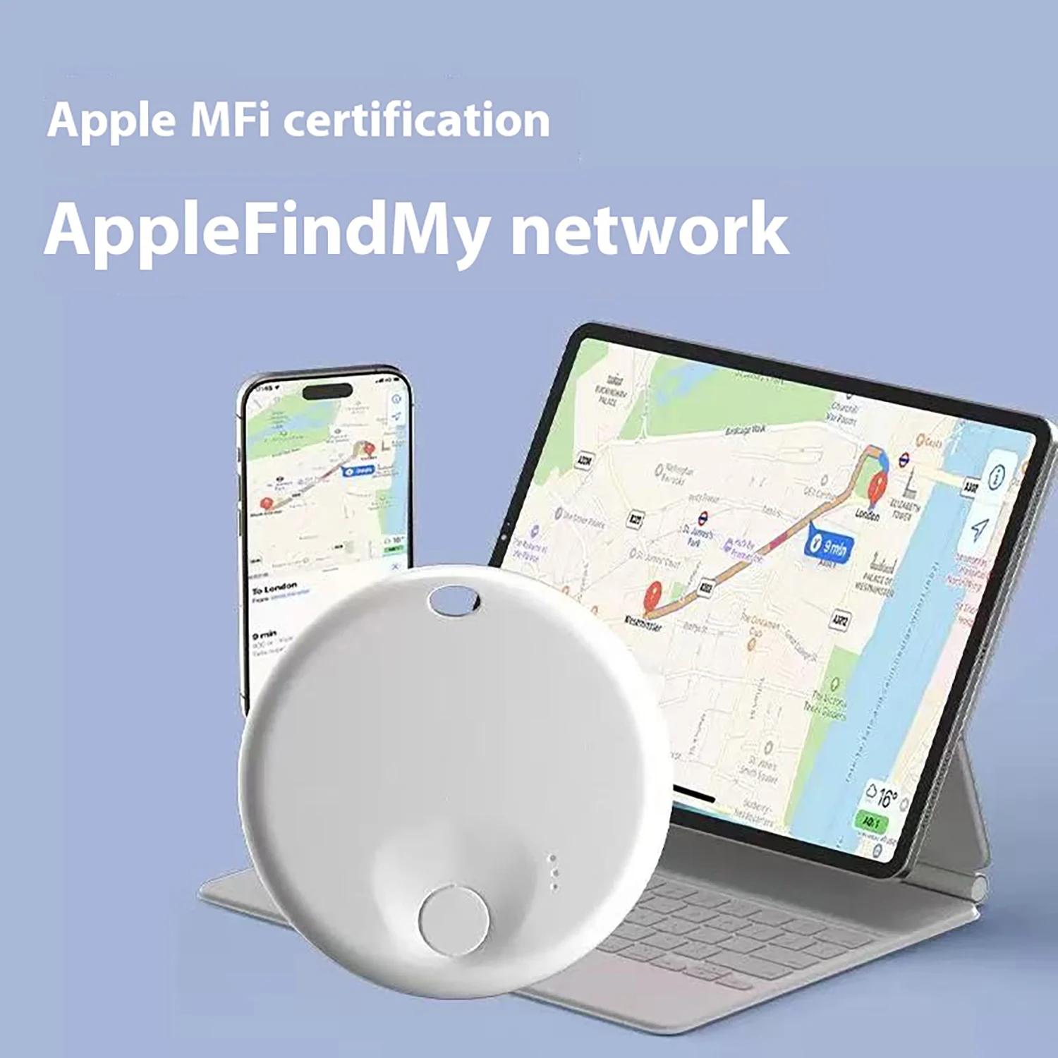 Mini Air Tag compatibile con Apple Trova la mia APP Smart GPS Tracker con portachiavi per animali domestici Chiave per auto Bambini Anziani Anti-smarrimento