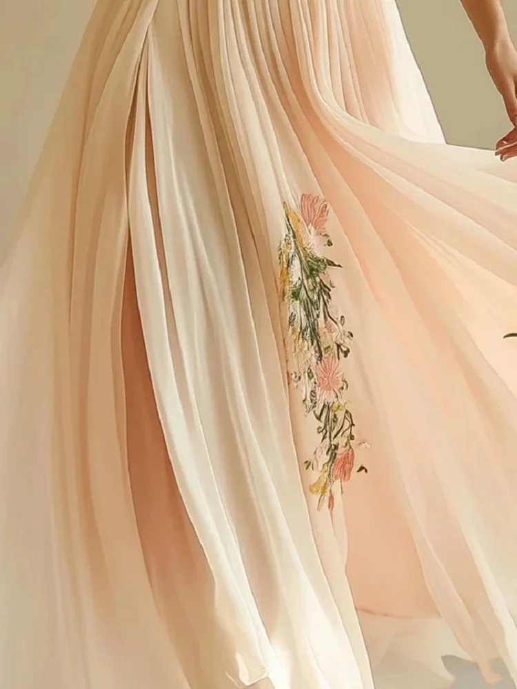 Vestido de manga larga con estampado de patrón Vintage para mujer, vestido largo plisado con cuello de pico Sexy, vestido largo empalmado con solapa de estilo bohemio