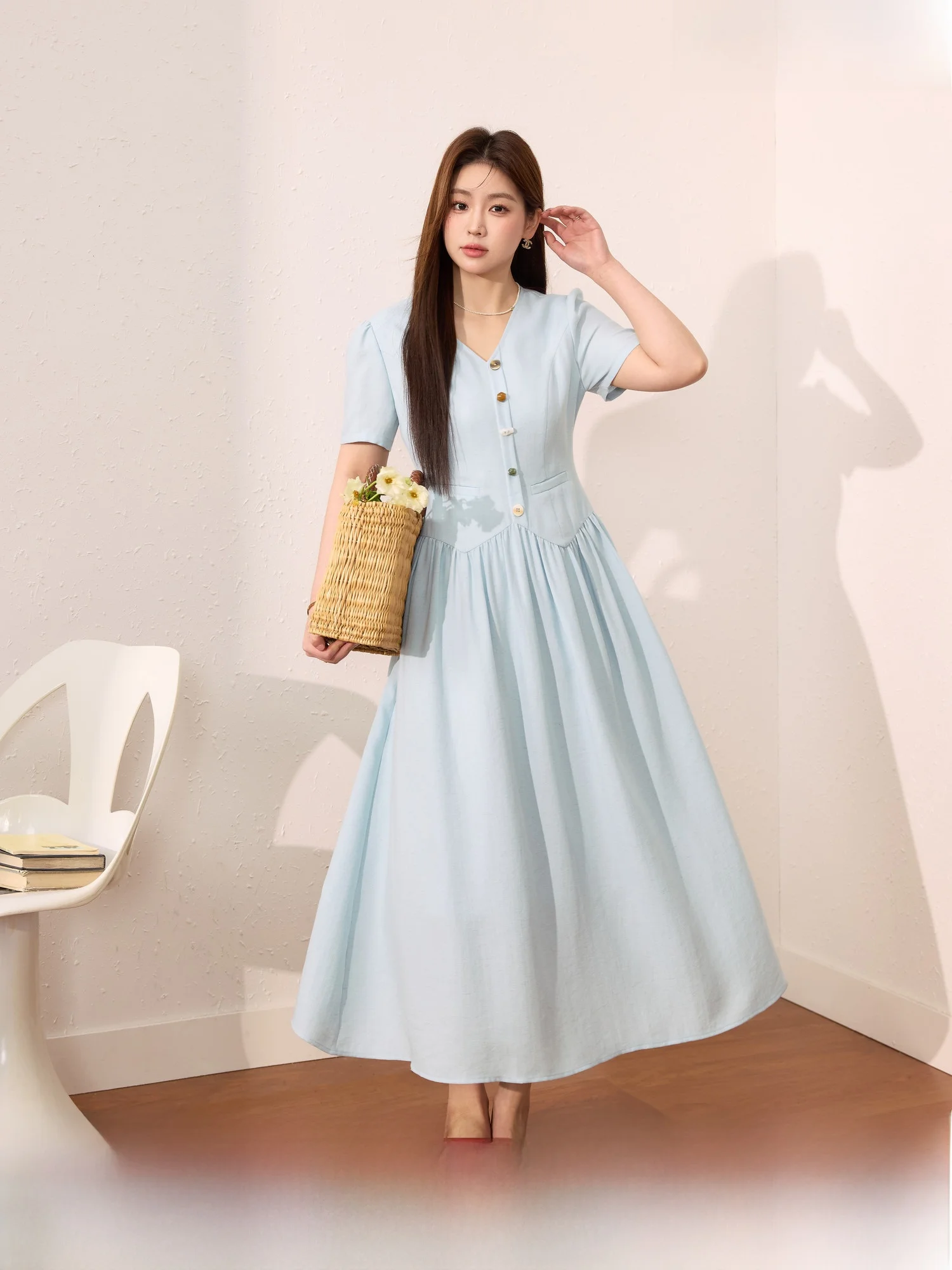 

Новинка! Женское платье Ele Oxygen Milk Blue большого размера из вискозы с эффектом утяжки талии, летнее, для повседневной носки, А-силуэт.