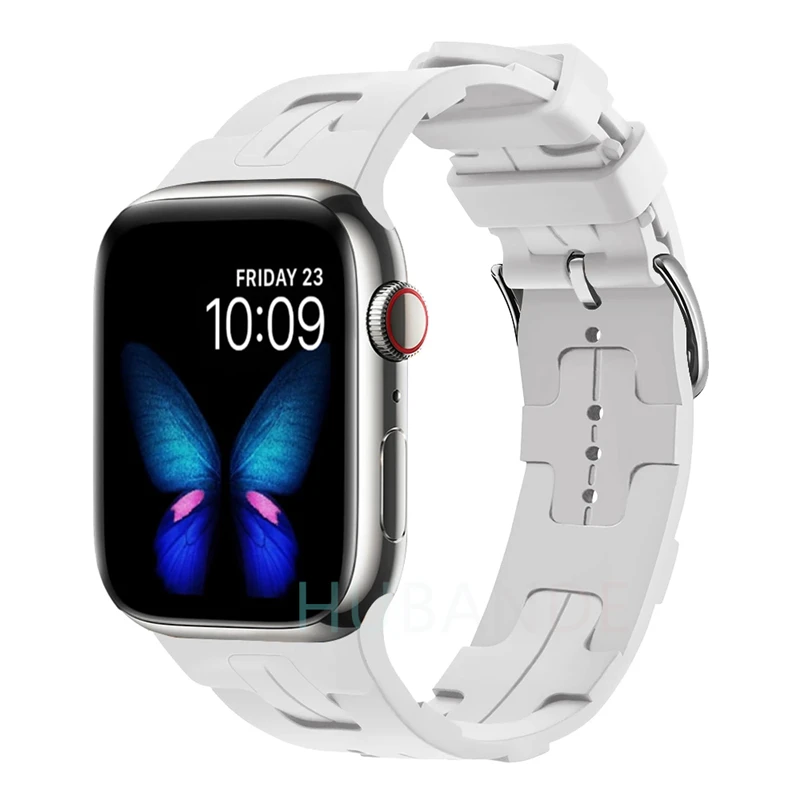 Strap For Apple Watch Band 44mm 45mm 49mm 41mm 40mm 42mm 38mm Soft Silicone sport Bracelet iwatch Serise 8 7 SE 6 5 9 Ultra 49mm