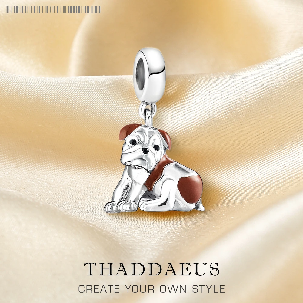 Bulldoggen-Hund Anhänger Charm für Damen und Herren Niedliches Geschenk Neu 925 Sterling Silber Edle Schmuckstücke