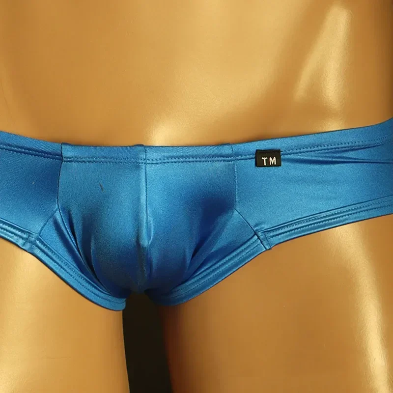 Ice Silk Fabric Elastic Sexy U-Bulge Pocket Low-Rise Breathable Bikini Men\'s Pants sexy trunks underwear