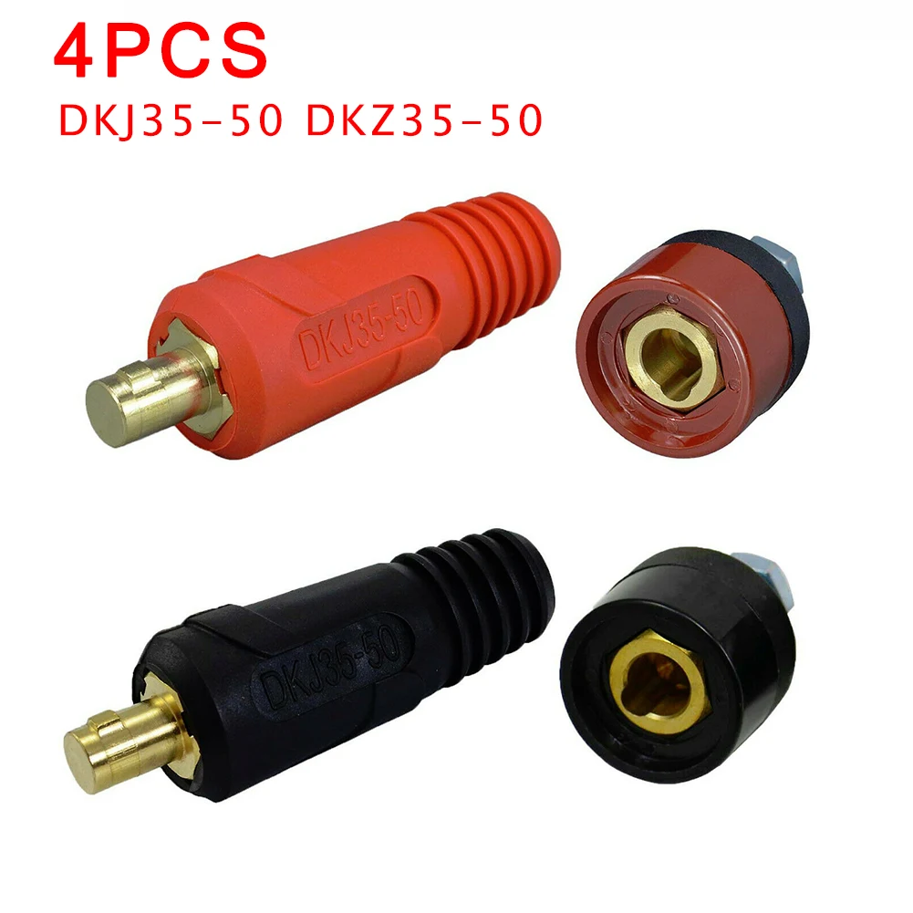 4Pcs TIG Welding Cable Panel Connector Plug-Dinse Type DKJ35-50 And DKZ35-50 Quick Assembly Cable Electrical Connector Socket