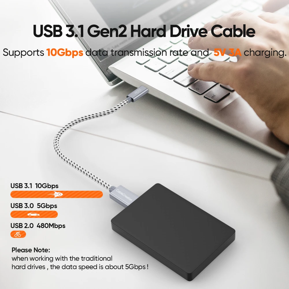 CableCreation Type USB C 3.1 to Micro B Cable 10Gbps Fast Data External Hard Drive Disk Cable for SSD HDD PC MacBook Pro 0.3m 1m