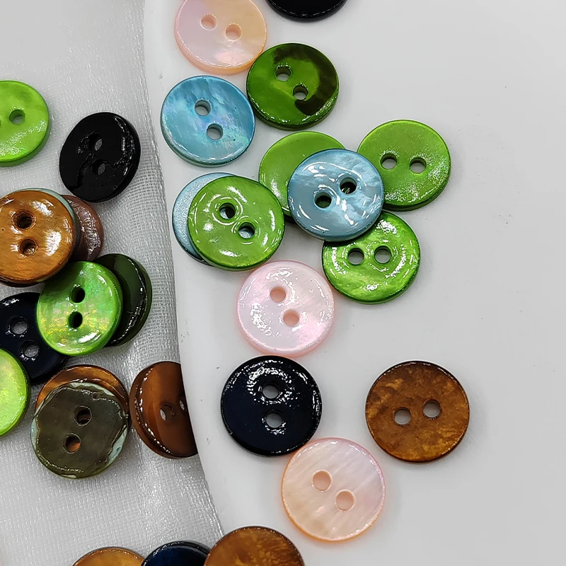 10MM Multicolor Natural Shell Buttons Of Clothing 10Pcs Colorful Cute 2-Holes Fashion Decor Buttons For Women Sweater Sewing DIY