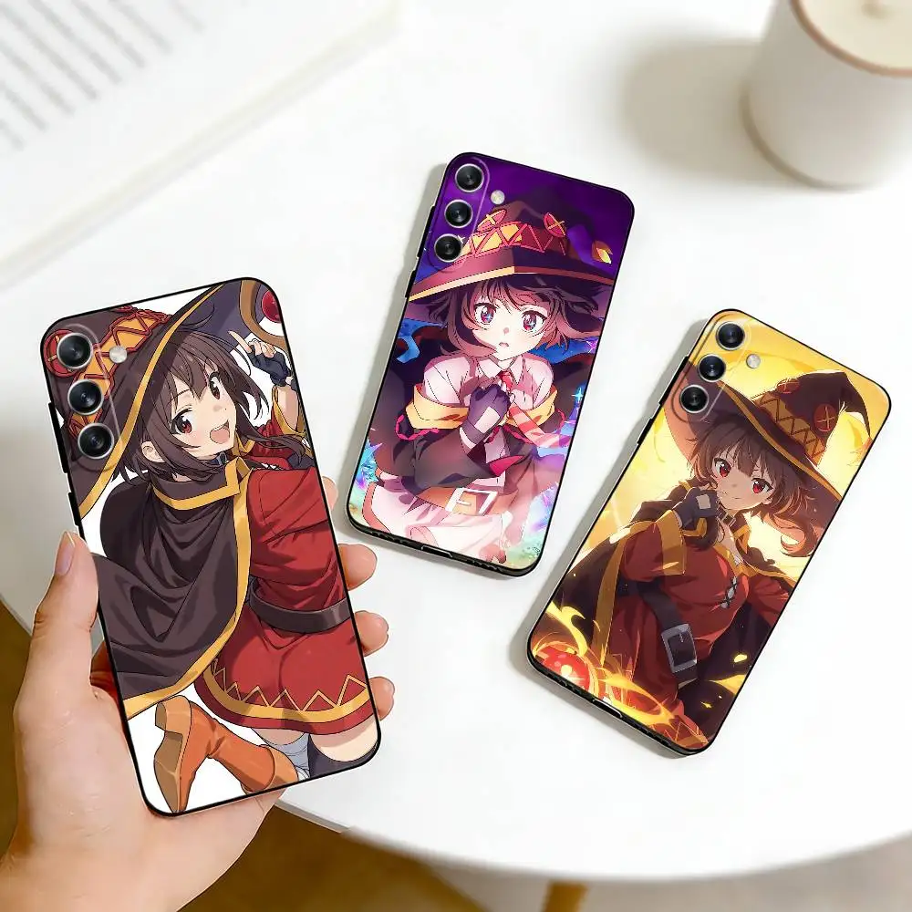 K-KonoSuba M-Megumin Chomusuke Phone Case For Samsung Galaxy A73,A72,A71,A70,A53,A52,A51,Others Soft Black Cover