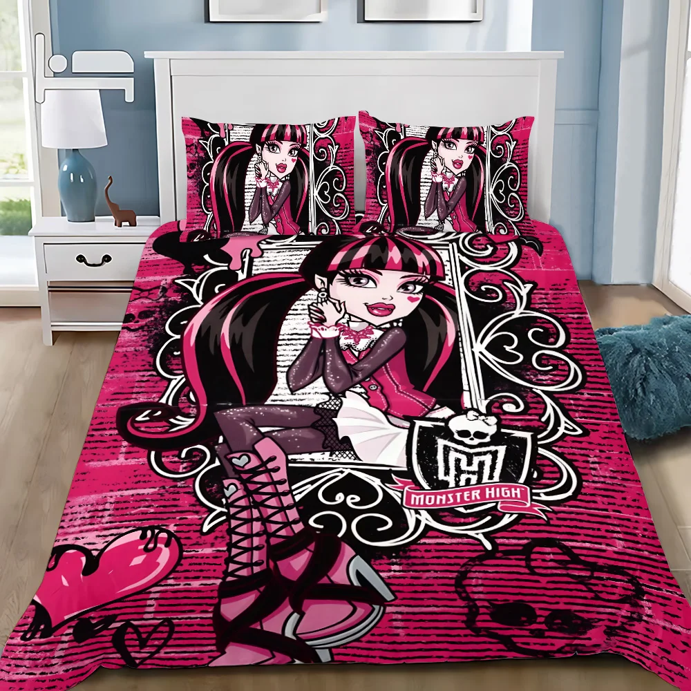 Anime Monster High Duvet Cover Pillowcase Bedding Set Adult Boy Girl Bedroom Decoration Children Gift Single Double Large Size