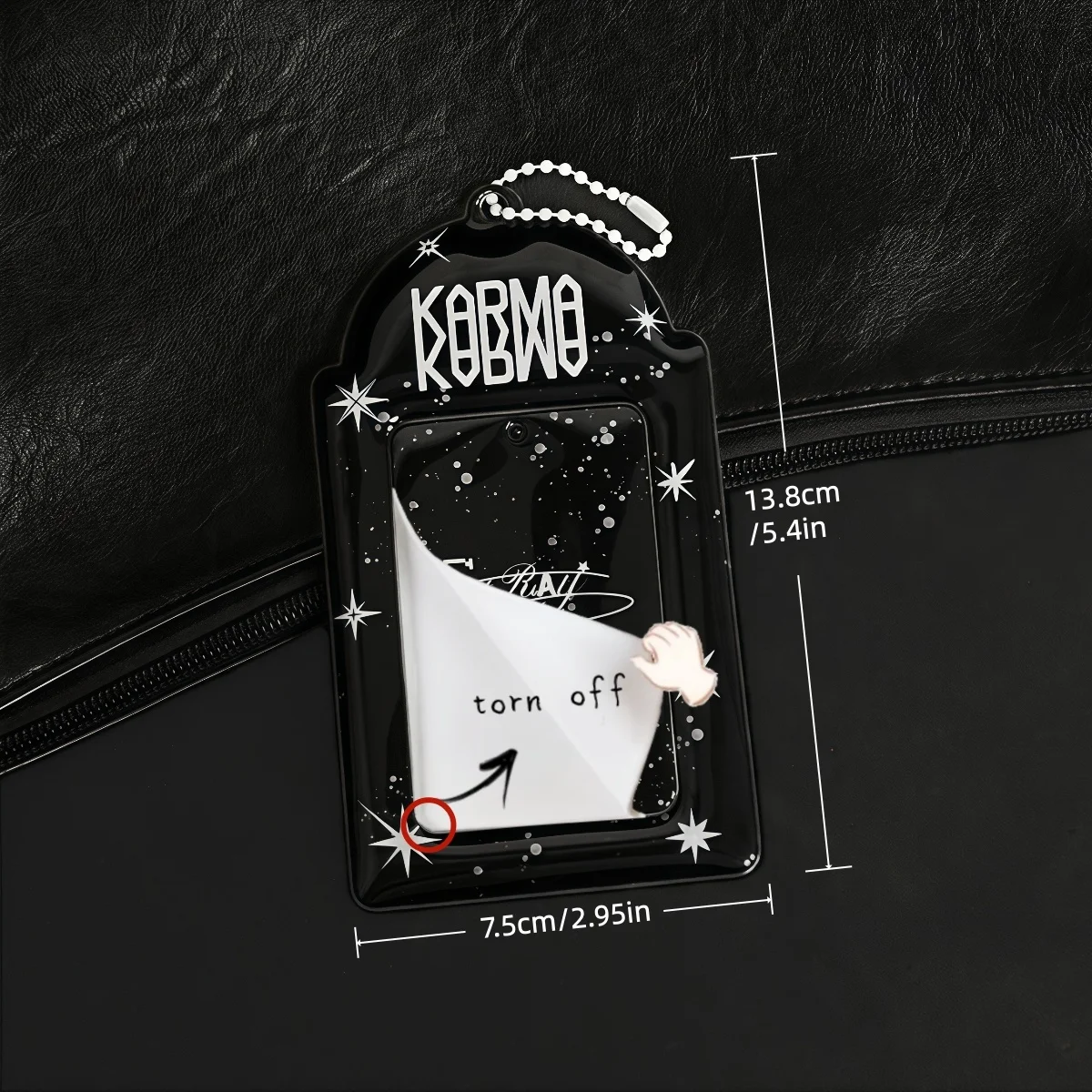 Tempat Kartu Foto Black and White Splash-Ink, Tempat Kartu Foto Album Idol K-Pop, Splash-Ink, Elemen Bintang, Bahan Pu, Cocok untuk Kartu Foto Mini 3-3,5 inci, Gantungan Kunci Tempat Kartu Foto