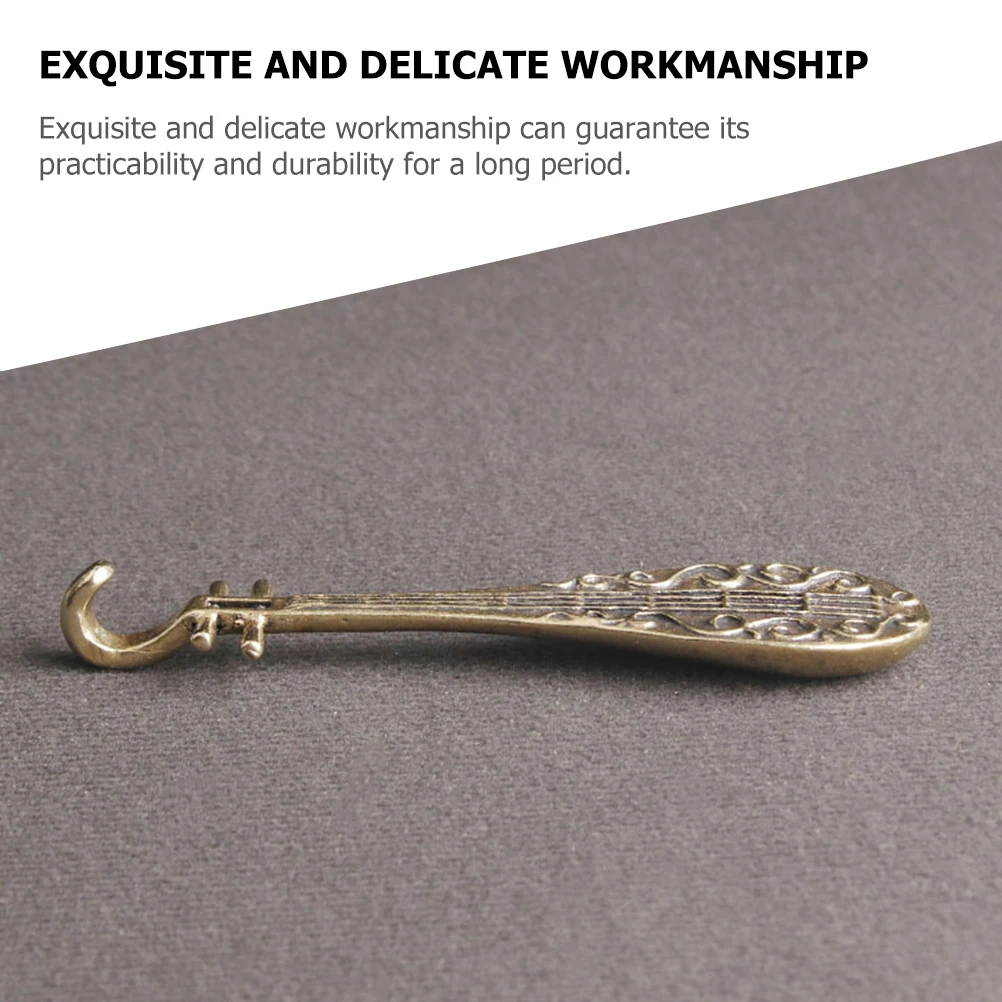 

Brass Pipa Adornment Tiny Chinese Lute Desktop Decoration Small Retro Lute Sculpture Home Office Copper Ornament
