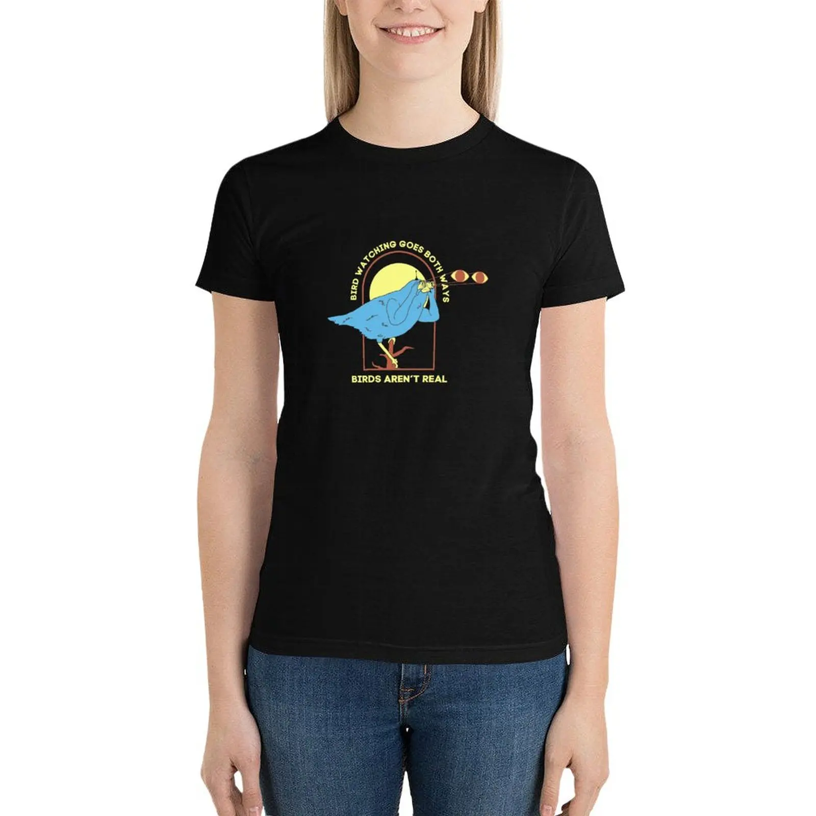 

Bird Watching Goes Both Ways Bird Aren't Real T-Shirt aesthetic clothes graphics plus size t shirts for Women loose fit