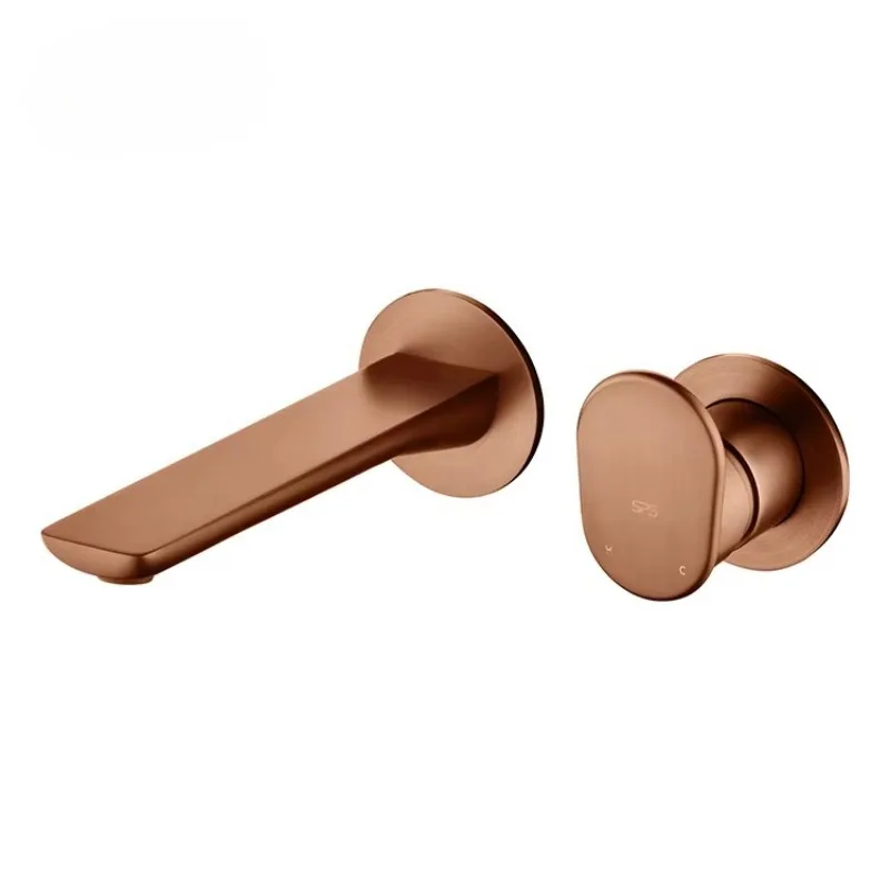 

1258 Modern Design Black Gold Brass Bathroom Faucet Wall Mounted Bathroom Basin Faucet Mixer Washbasin Sink Concealed Faucet