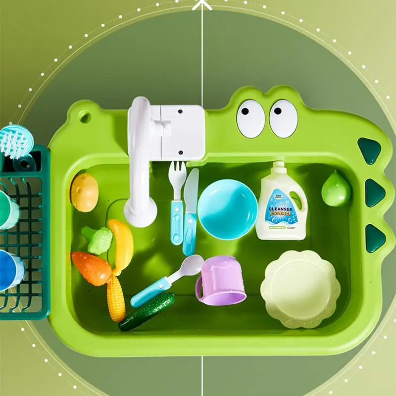 

Play Kitchen Sink Toy Electric Water Playing Set Sensory Toy With Faucet Role Play Accessories Sink Toy Set For Preschoolers