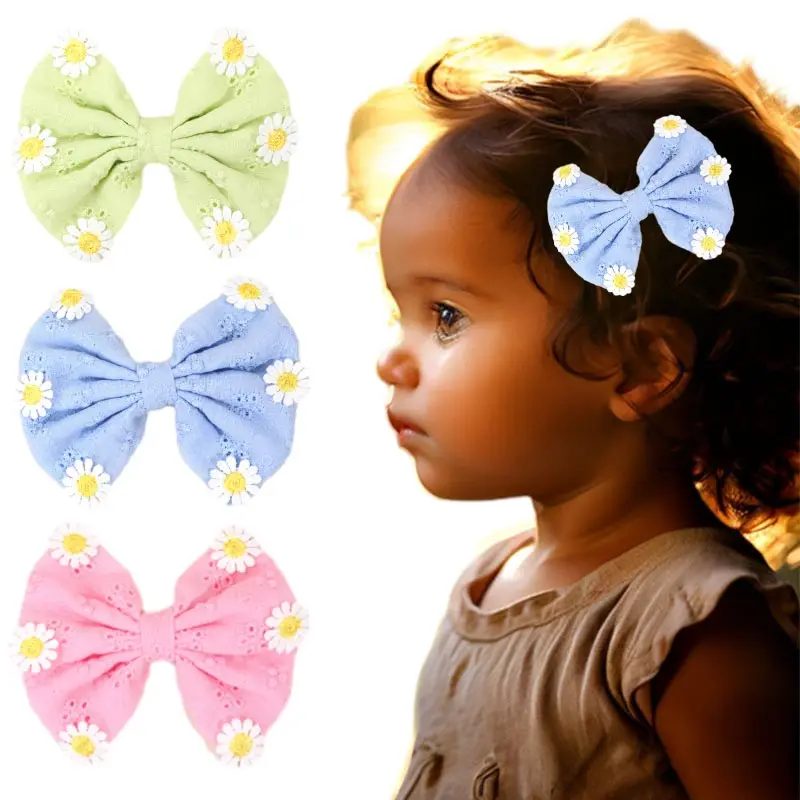 

ncmama 2Pcs White Daisy Bow Hair Clips Simple Flower Hairpin for Kids Girls Cute Princess Barrettes Headwear Hair Accessories