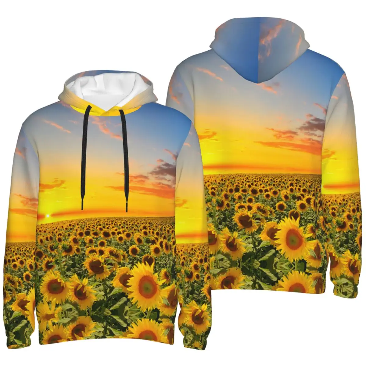 Sunflower Hoodie Men Women Sweatshirt Graphic Blossom Floral Landscape Pocket Hoodies Stylish Hoodie Pullover Long Sleeve Shirts