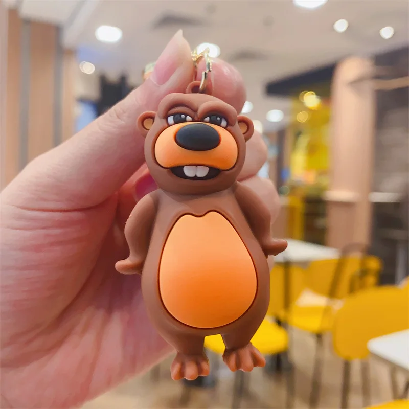 Cartoon Animal Keychain Cute Fashion Creative Key Ring Girls Boys Unisex Animal Keychain Cow Rooster Pink pig squirrel Keychain image 5
