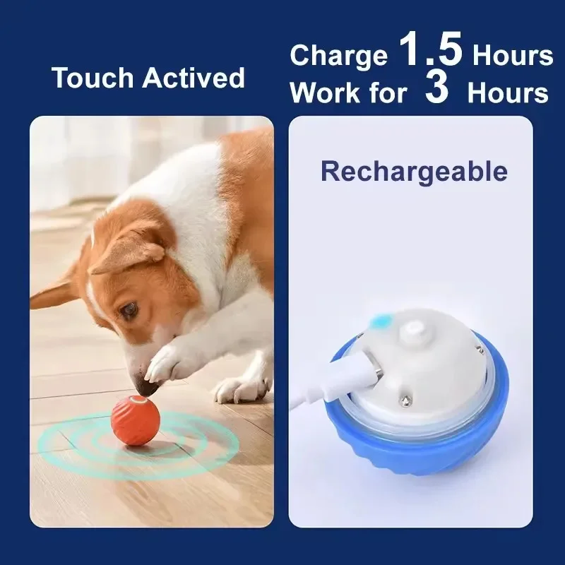 Dog Toys Intelligent Moving Jump Ball Rechargeable Bite-Resistant Rolling Ball Cat And Dog Chase Interactive Pet Toy image 4