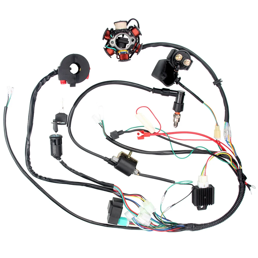 Complete Electrics Wiring Harness Loom CDI Coil for 50cc 70cc 90cc 110cc 125cc Motorcycle ATV Quad Pit Bike Buggy Go Kart