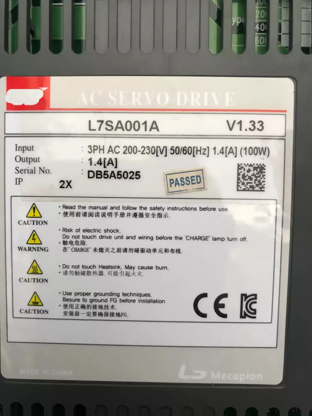 Servo Drive L7SA001A para LS