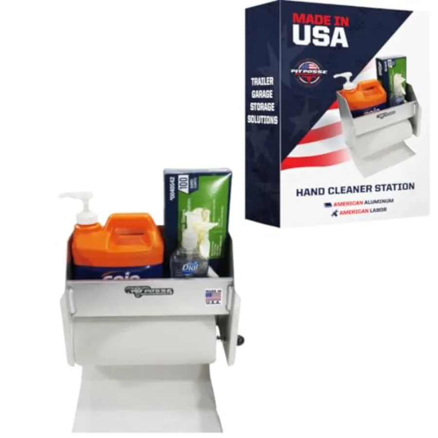 

Hand Cleaning Station Cabinet and Paper Towel Holder - Made in USA - Garage Enclosed Race Trailer Automotive Mechanics Shop Sto