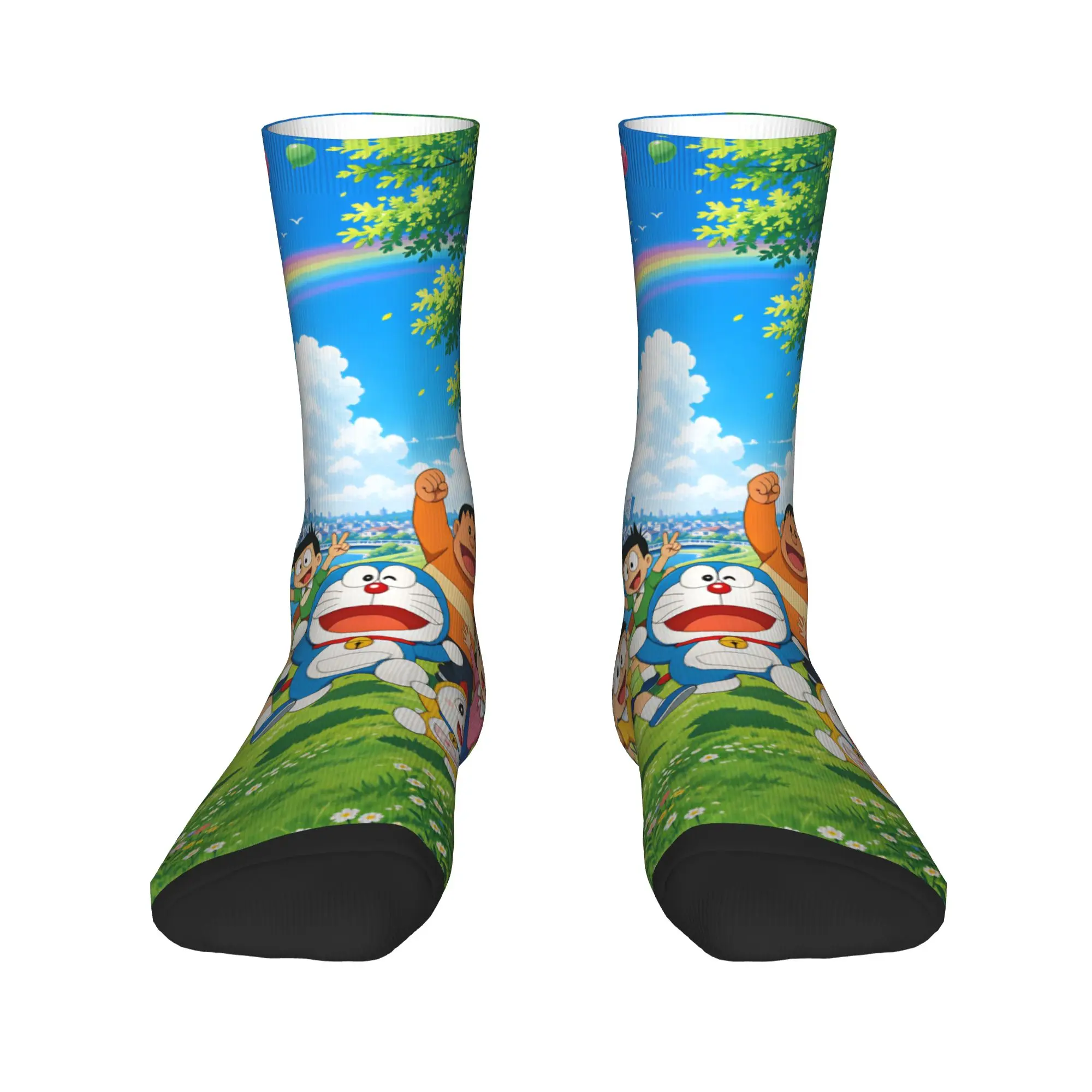 D-doraemon Socks  Design Stockings Anti Skid Couple Socks Soft Breathable Spring Funny Running Socks