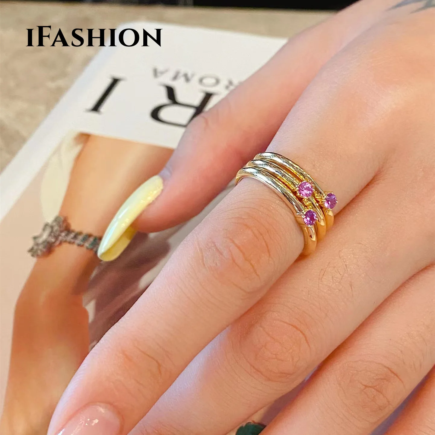 

Purple Sapphire Candy Ring Real 18K Solid Yellow Gold (AU750)Women Ins Blogger Fashion Party Wedding Fine Customize Jewelry