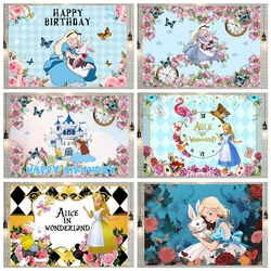 Alice In Wonderland Baby Birthday Backdrops For Photography Princess Party Decor Portrait Photographic Background Photo Studio