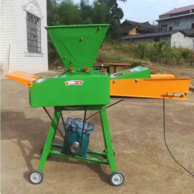 Two-phase Electric Dry and Wet Dual-use Small Hay Cutter Home Breeding Cattle and Sheep New Conveyor Belt Straw Straw Mower