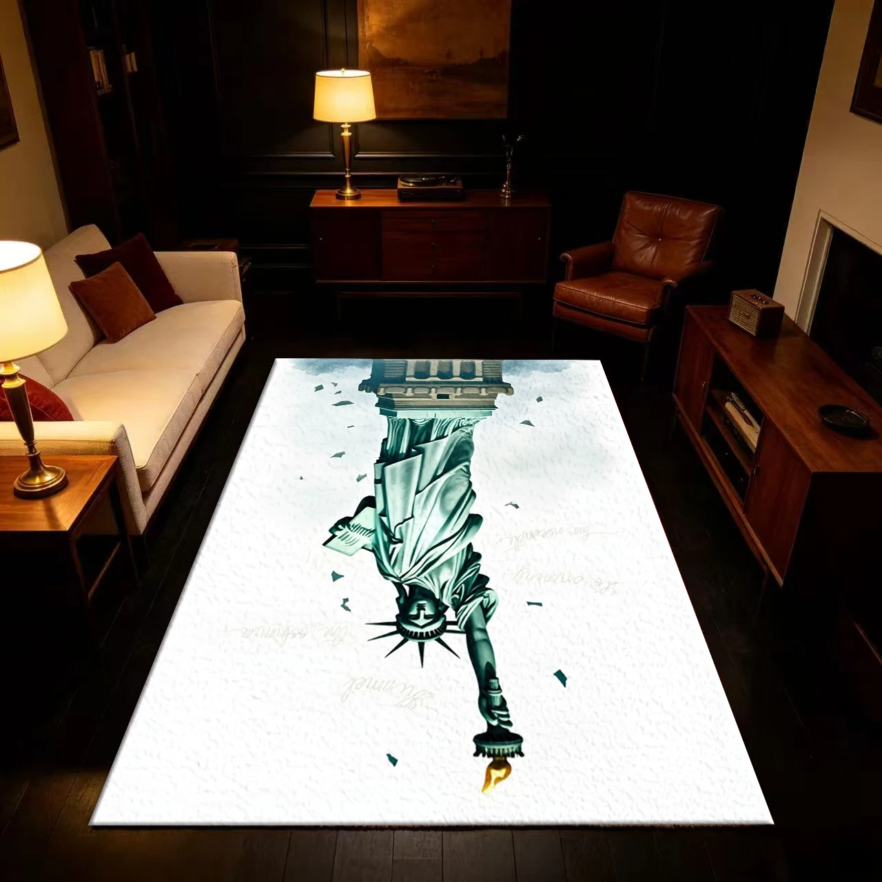 Statue Of Liberty Art Print Carpet Flooring Anti-Slip Creative Illustration Floor Rug For Living Room Office Home Decor