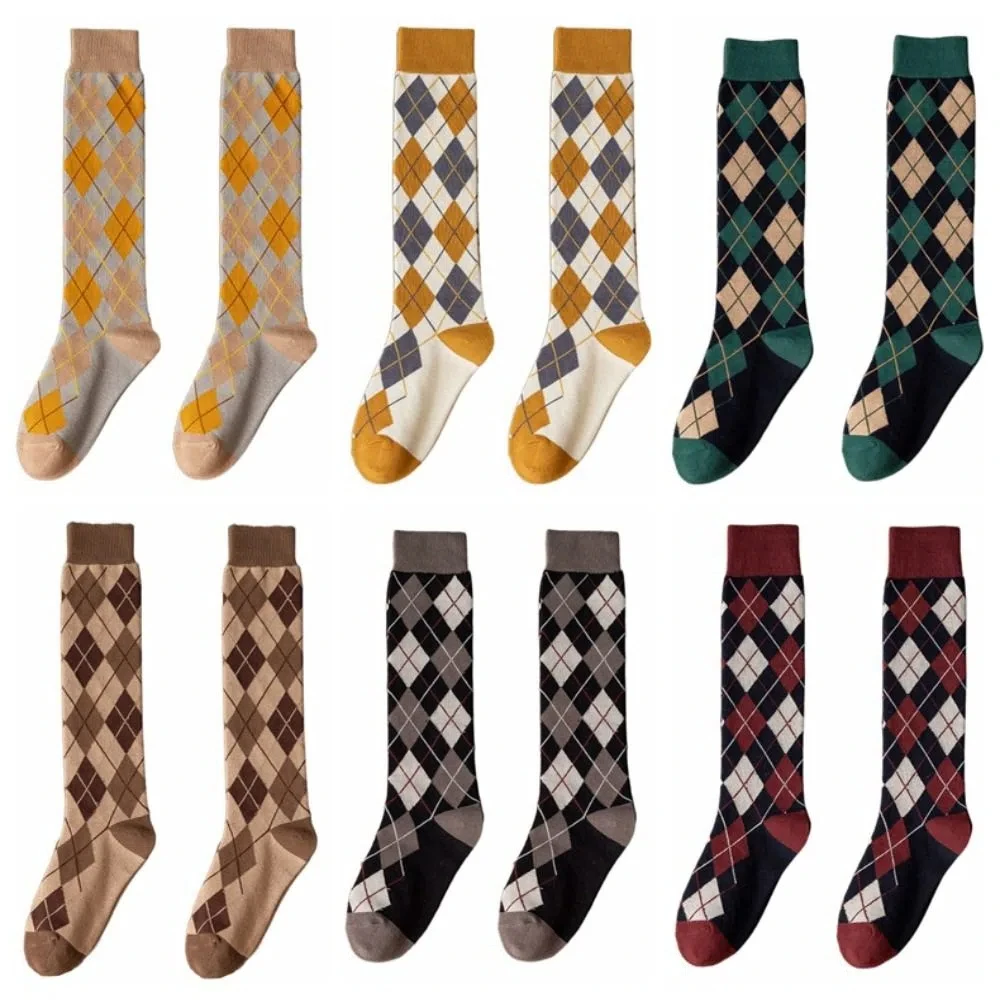 

Fashion Plaid Stripe Check Socks Streetwear Harajuku Knee High Stockings Hosiery Elastic JK Stockings Women Girl