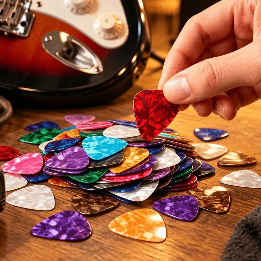 24/54/80pcs Random Color Guitar Picks Lightweight Celluloid Plectrums String Instrument Accessories for Acoustic Electric XJM