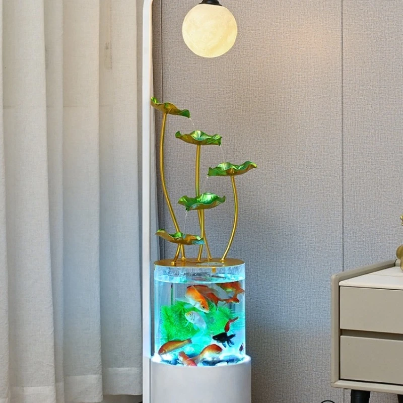 Modern Fish Tank, Flowing Water Ornament, Circulating Water, Living Room Store, High-end Sofa, Floor-to-ceiling Decorative